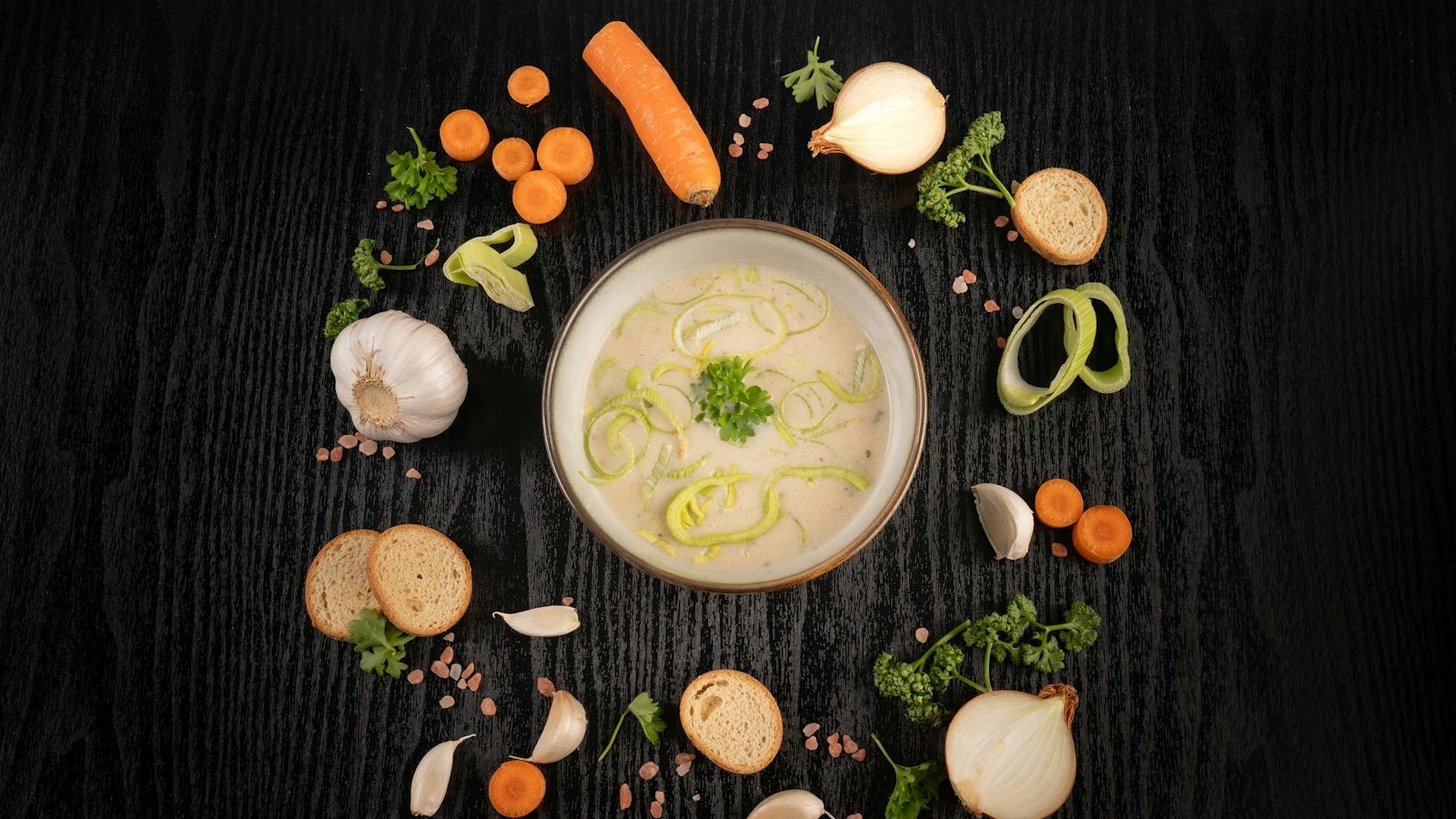 Creamy vegetable soup bowl