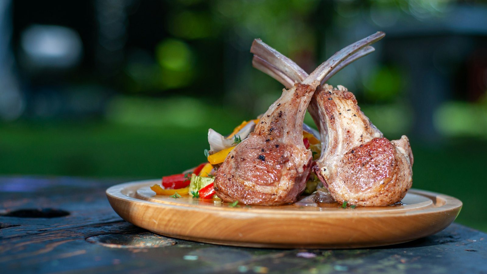Grilled lamb chops plate