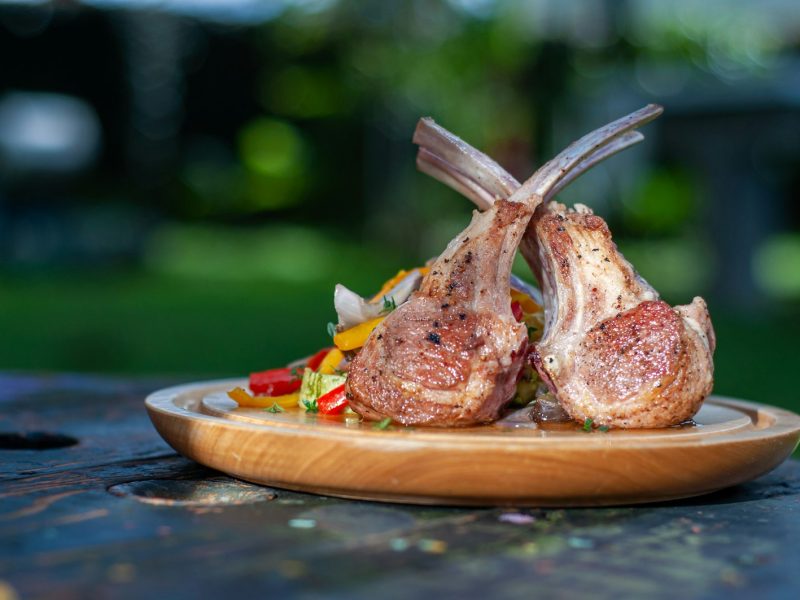 Grilled lamb chops plate