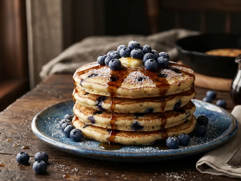 Pancakes bleuets sirop erable