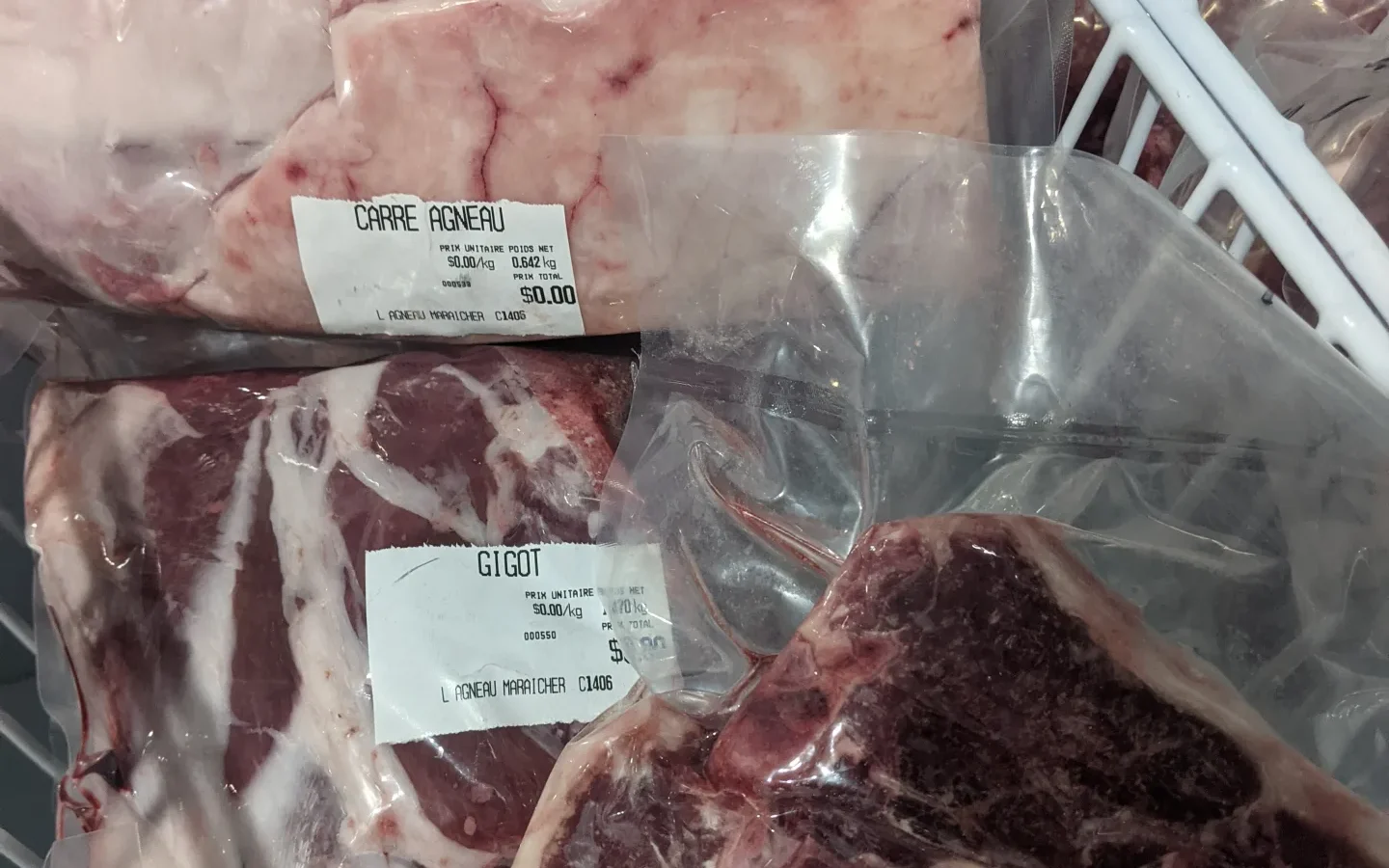 Viande d'agneau : carré, gigot et côtelettes de la ferme, Estrie